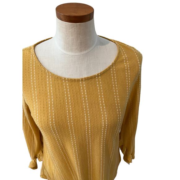 W5 Exaggerated ruffle sleeve top Mustard M - Picture 2 of 6